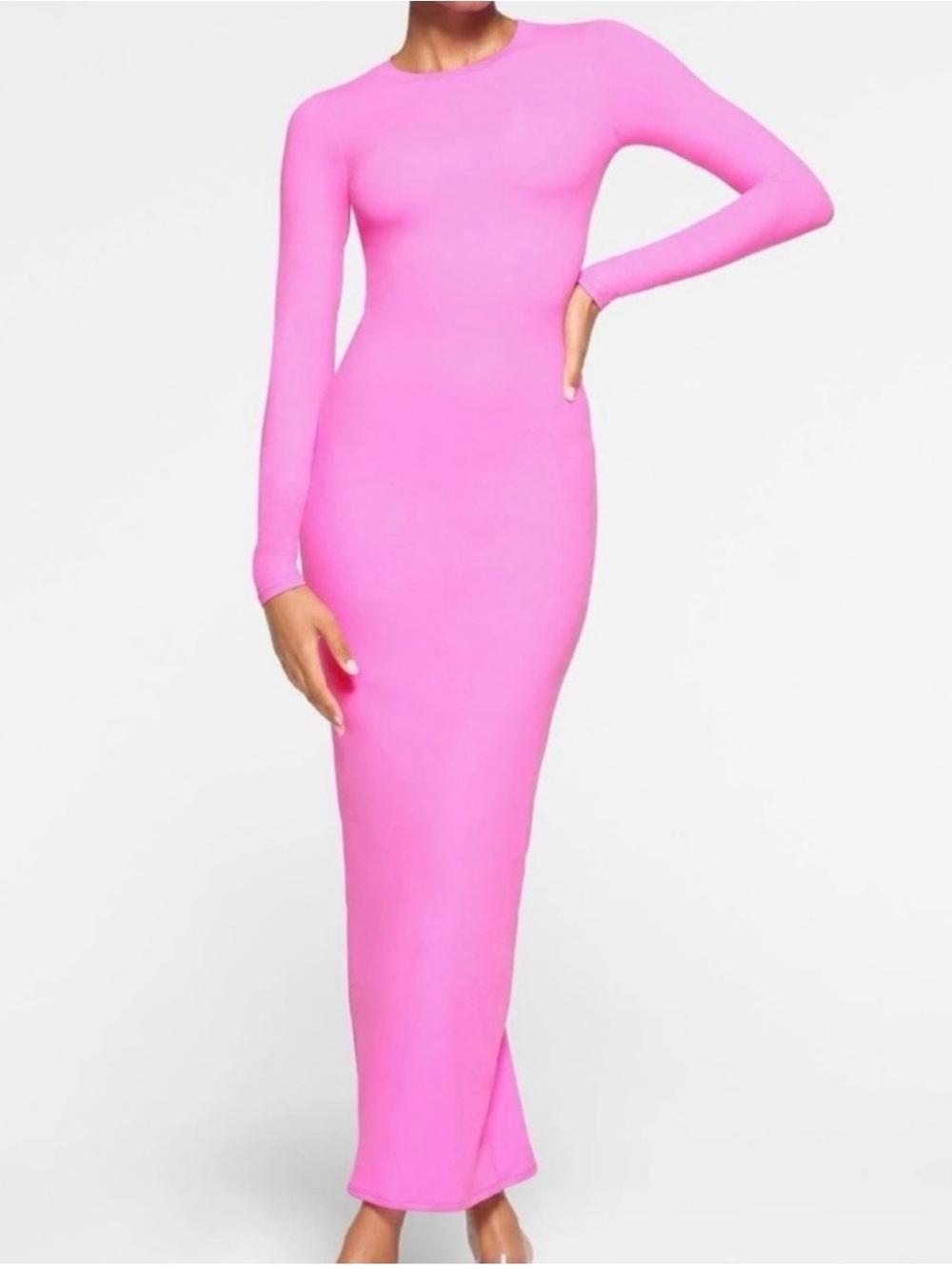 SKIMS Hot Pink Long-Sleeve Bodycon Maxi Dress